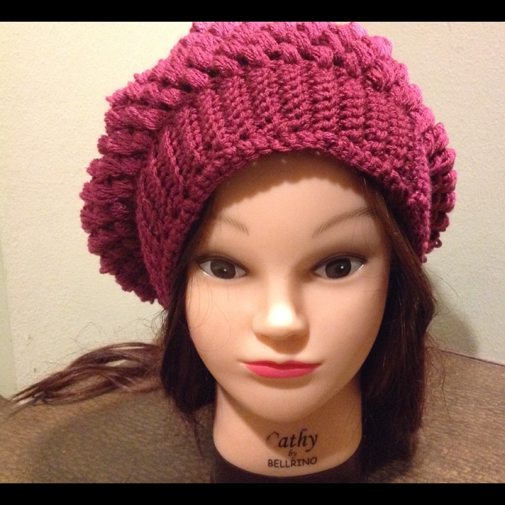 Handmade puff stitch beanie. NWOT